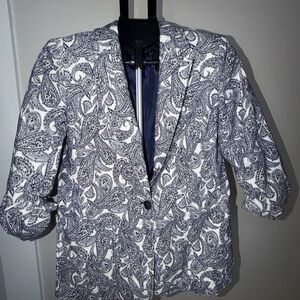 Jones New York White & Navy Paisley Blazer